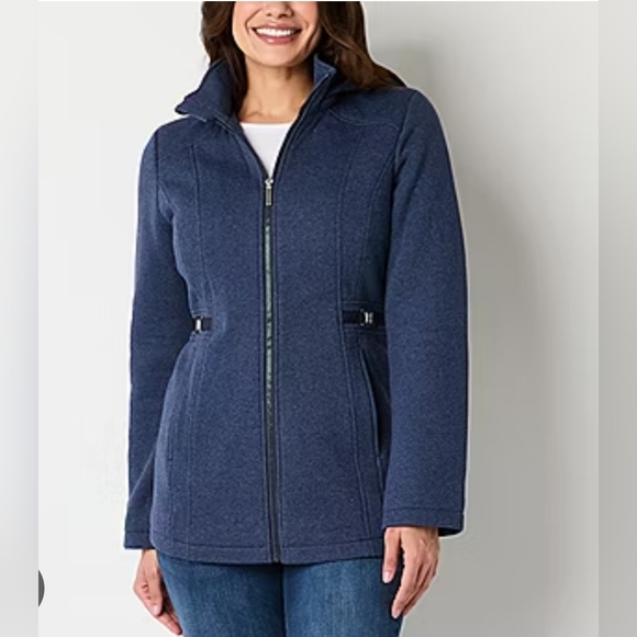 Liz Claiborne Fleece Hooded Mid-Weight Jacket - Picture 1 of 16